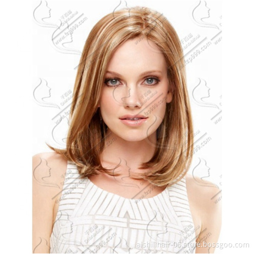 Wholesale wendors Synthetic hair mix corlors Medium Wigs natural straight synthetic hair wigs for women